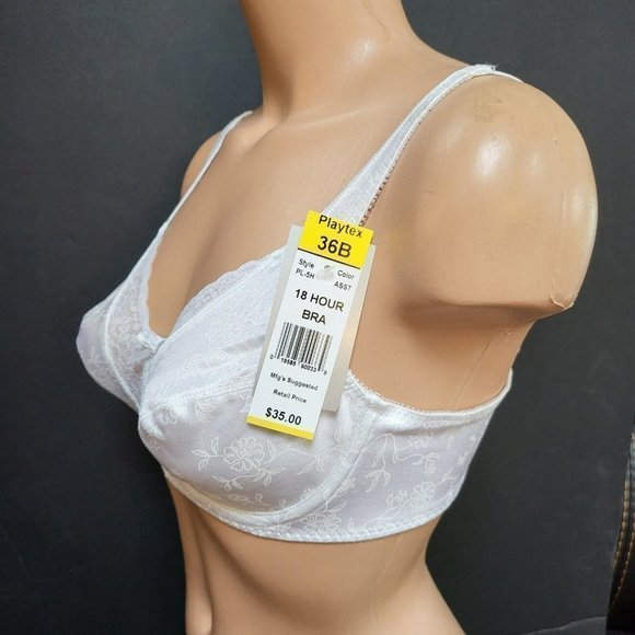 Playtex Secrets 36B Full-Figure UW Lace White Bra -  US4422 - NWT - Picture 4 of 10